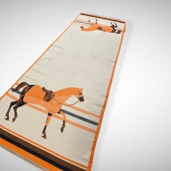 Sjal med motiv av hester (Beige med oransje stor hest)