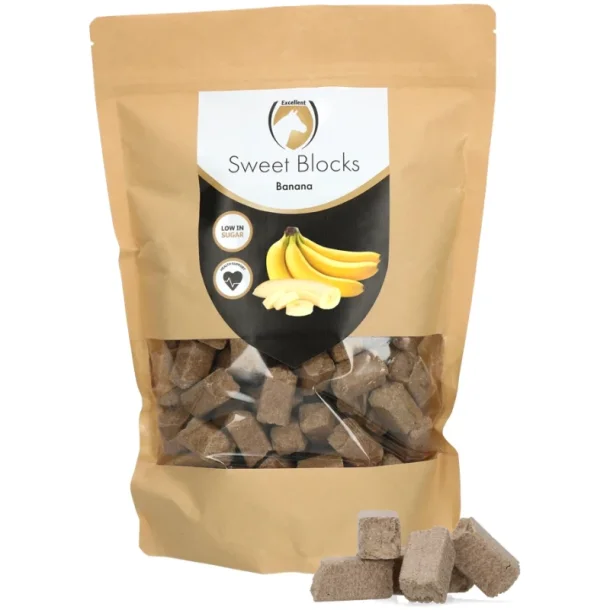 Sweet Banana Blocks 1kg - hestegodteri (pose)