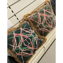 Adamsbro pute - grnn med rosa detaljer