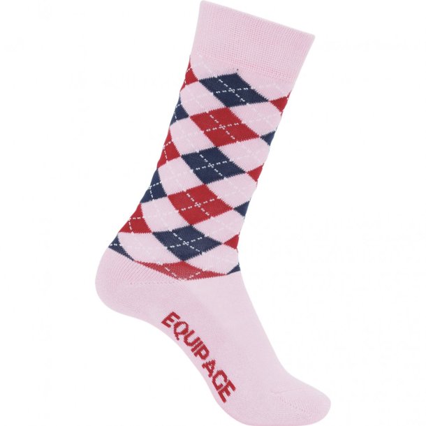 Equipage LAX ridesokker Argyle Rosa (str 28-32)