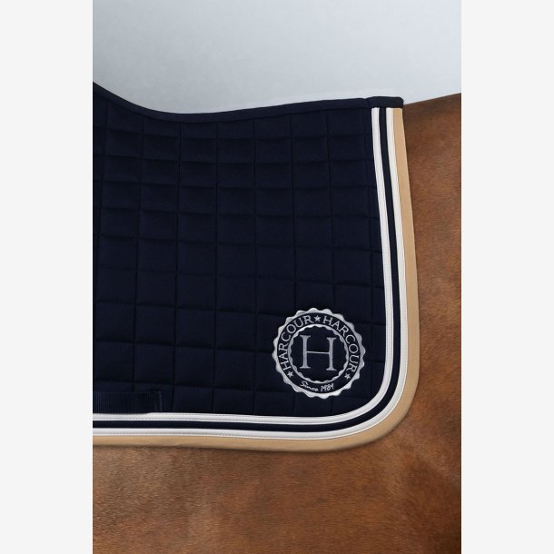 HARCOUR - SOFT SADDLE PAD - NAVY MED HVIT BEIGE KANT  - DRESSUR FULL 